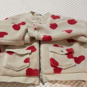 Chic Cream Jacket with Red Heart Design